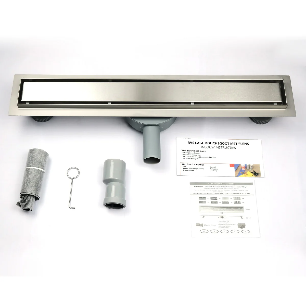 360 Ruota 2 IN 1 CANALINA CANALETTA DOCCIA LINEA SCARICO PAVIMENTO GRIGLIA SIFONE 50 60 70 80 90 cm - Image 7