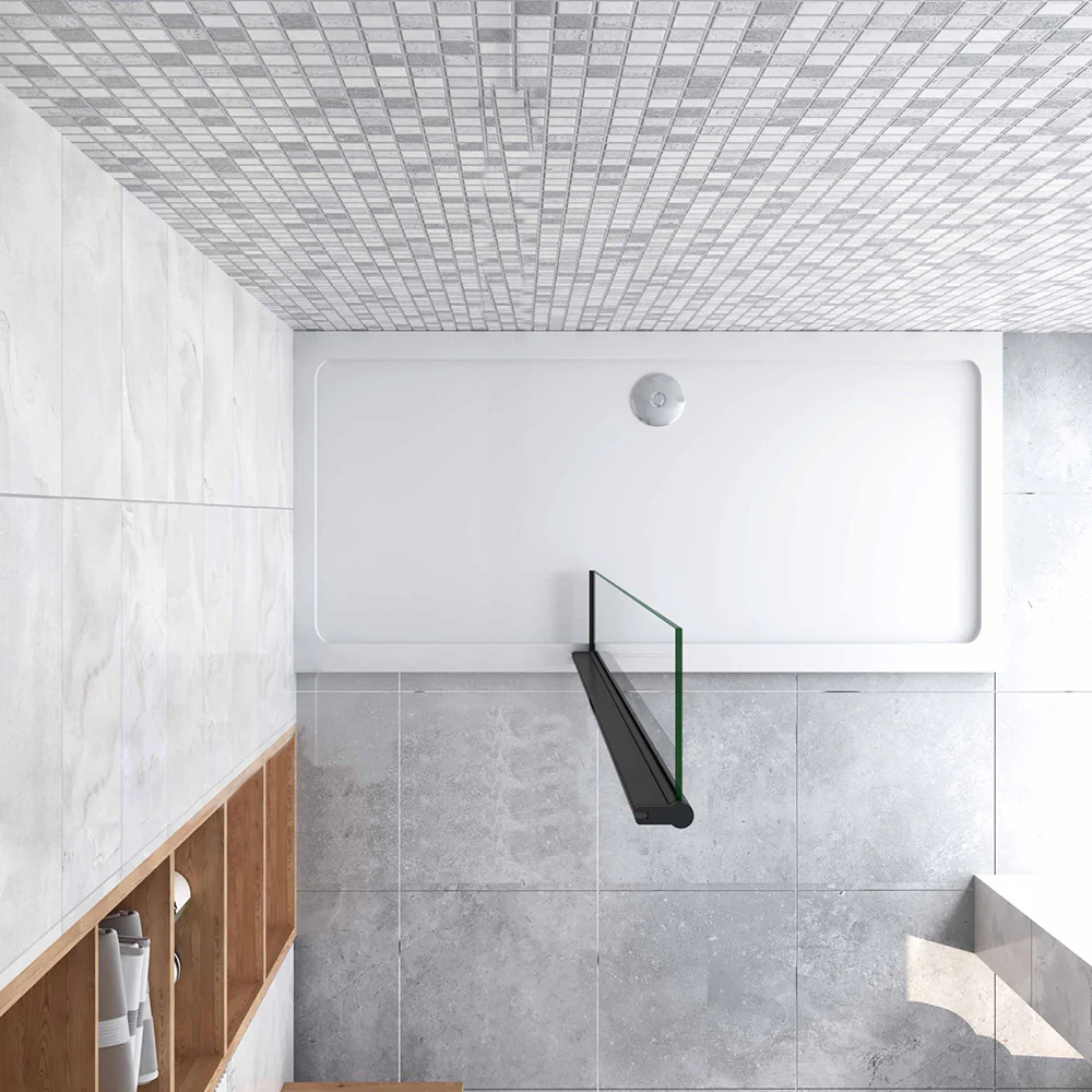 30-40x200cm Box Doccia Walk In Paretina Movibile Paraspruzzo Vetro Temperato da 8mm Trasparente Anticalcare Telaio Nero Opaco - Image 5