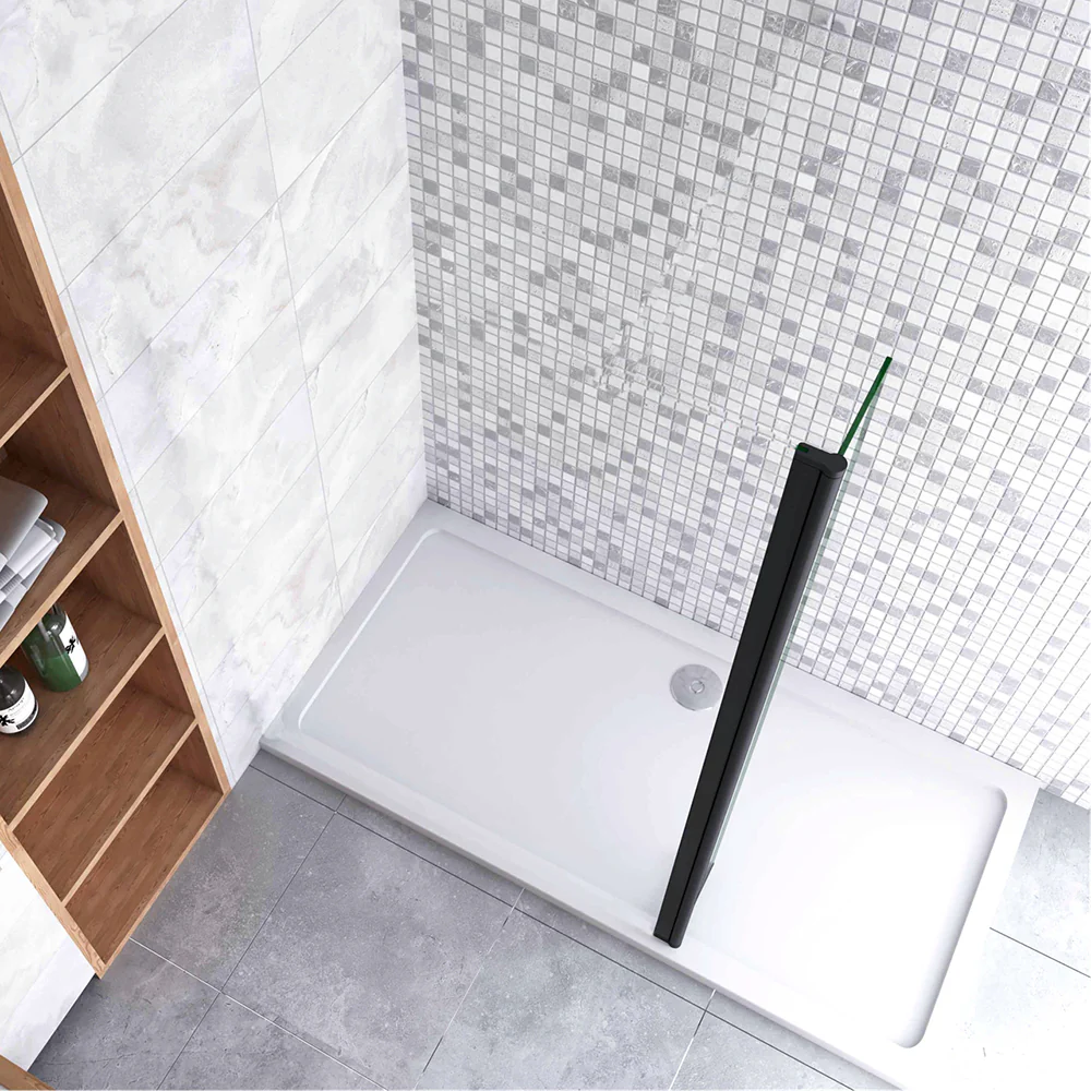 30-40x200cm Box Doccia Walk In Paretina Movibile Paraspruzzo Vetro Temperato da 8mm Trasparente Anticalcare Telaio Nero Opaco - Image 7