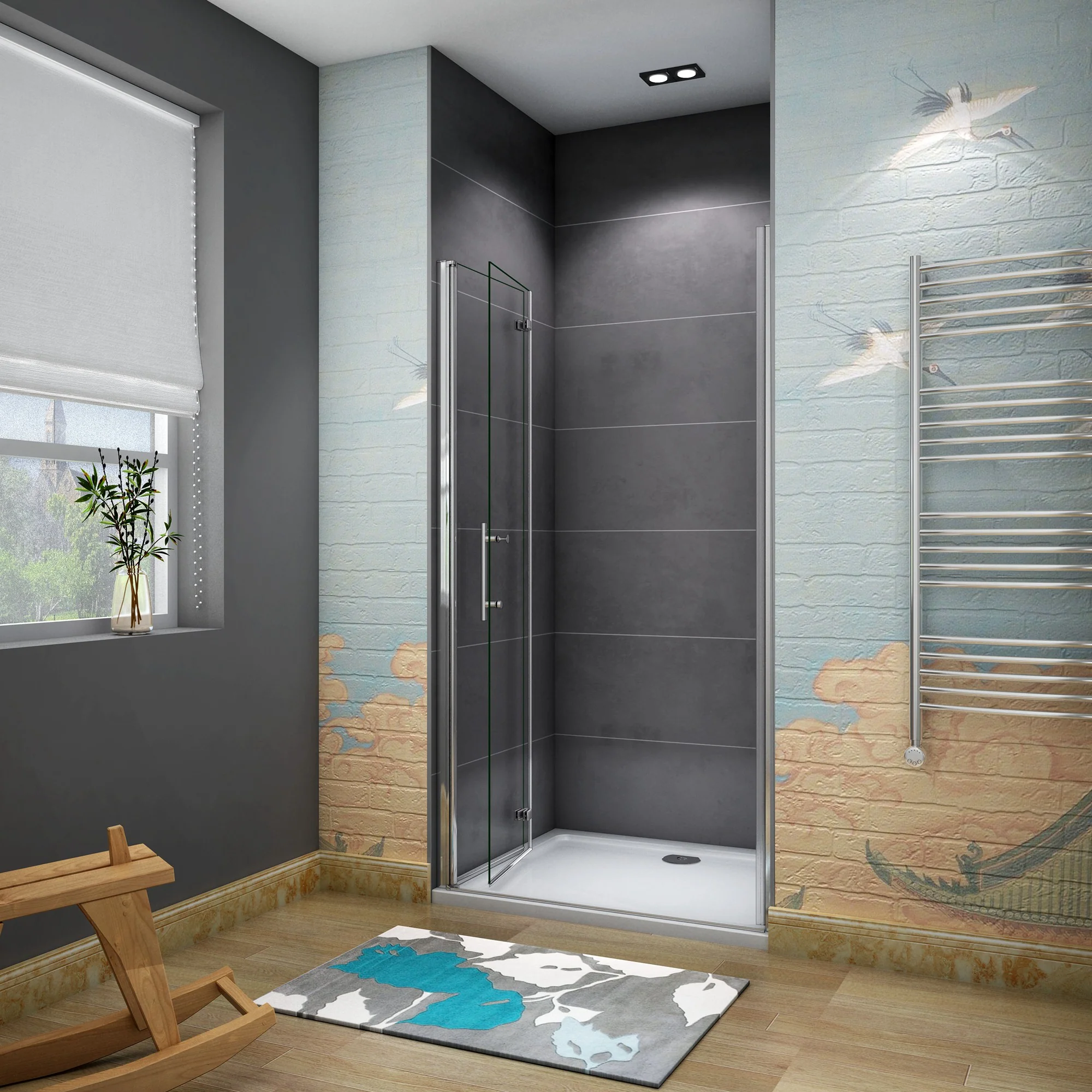 Aica 185 cm Porta Doccia Per Nicchia Battente e Pieghevole a Libro In Vetro Temperato Trasparente Anticalcare Da 6 mm - Image 3