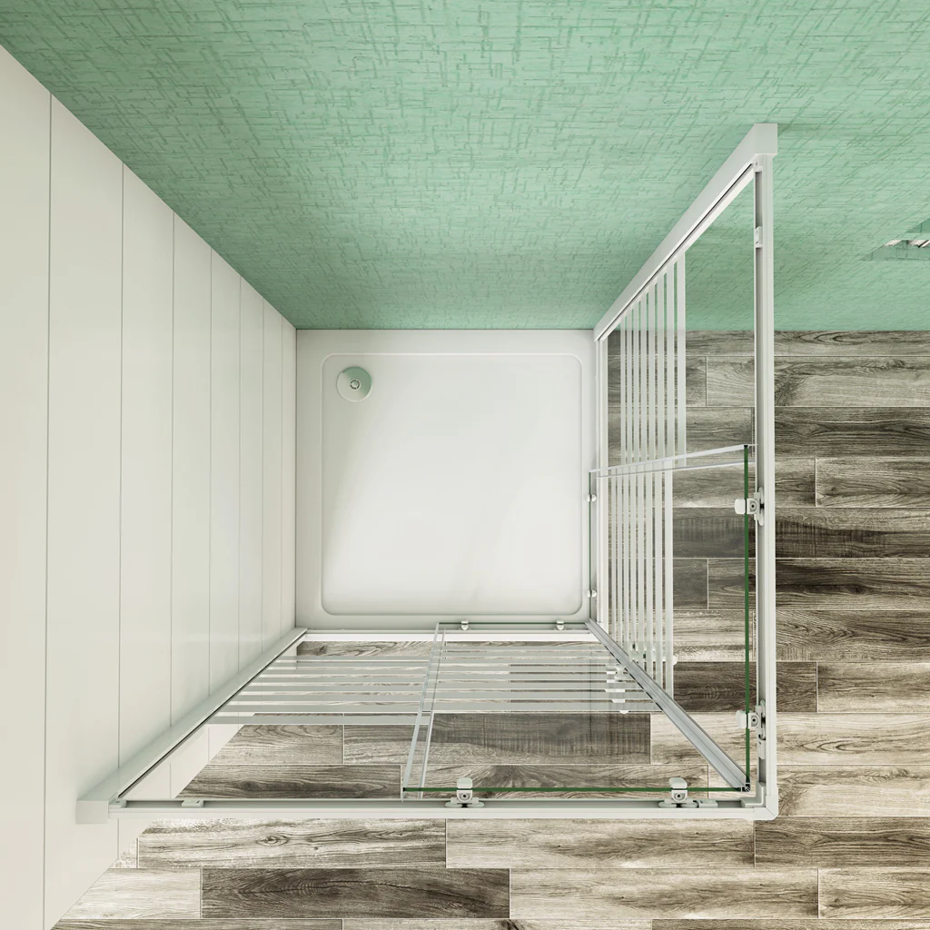 Aica 190 cm Box Doccia Angolare Porte Scorrevoli Vetro Temperato 5 mm Fascie Centrale in Serigrafato Bianco Telaio in Verniciato Bianco Opcao - Image 4