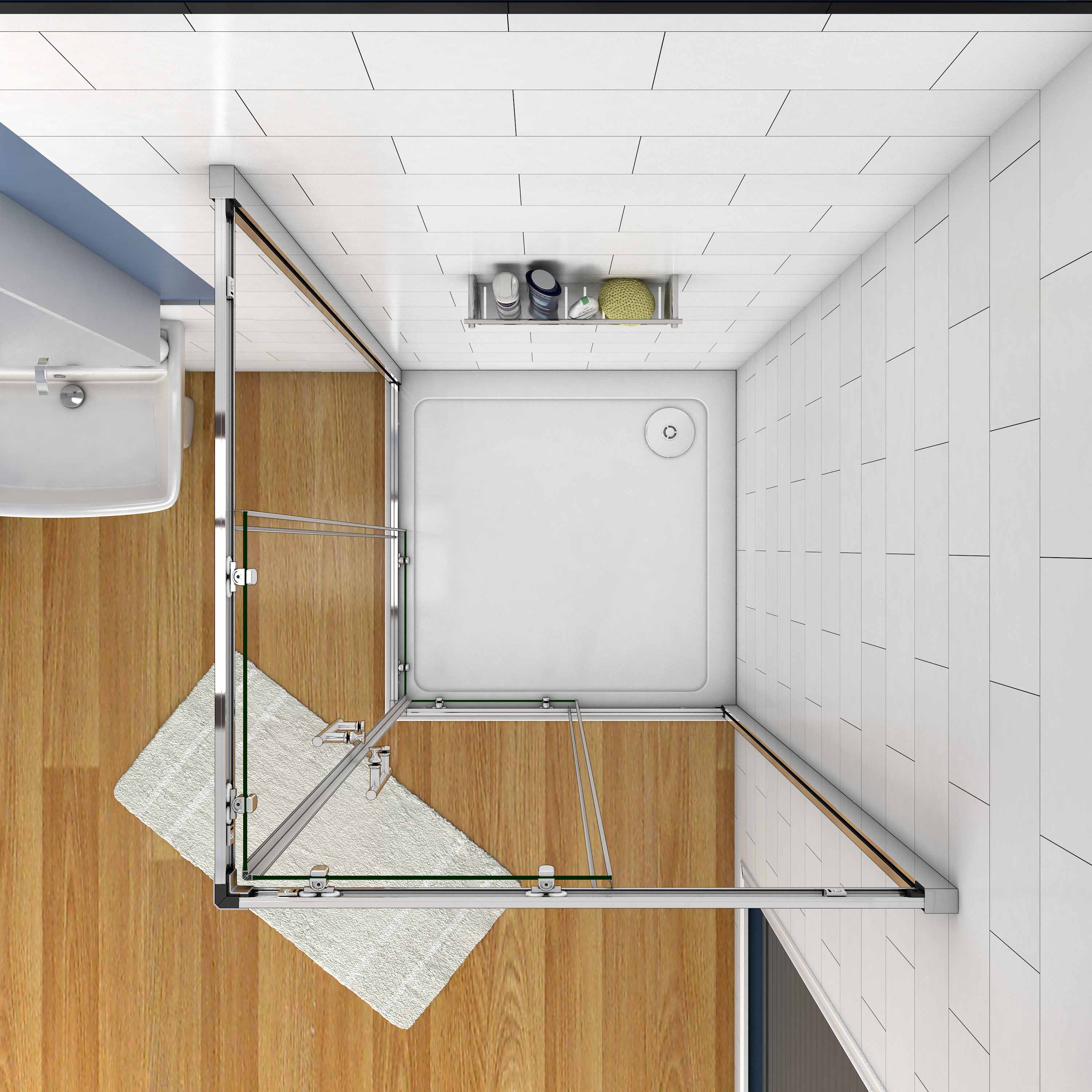 Aica 195 cm Box Doccia Angolare Doppie Porte Scorrevoli In Vetro 6mm Temperato Anticalcare Trasparente e Telaio Cromo Lucido - Image 5