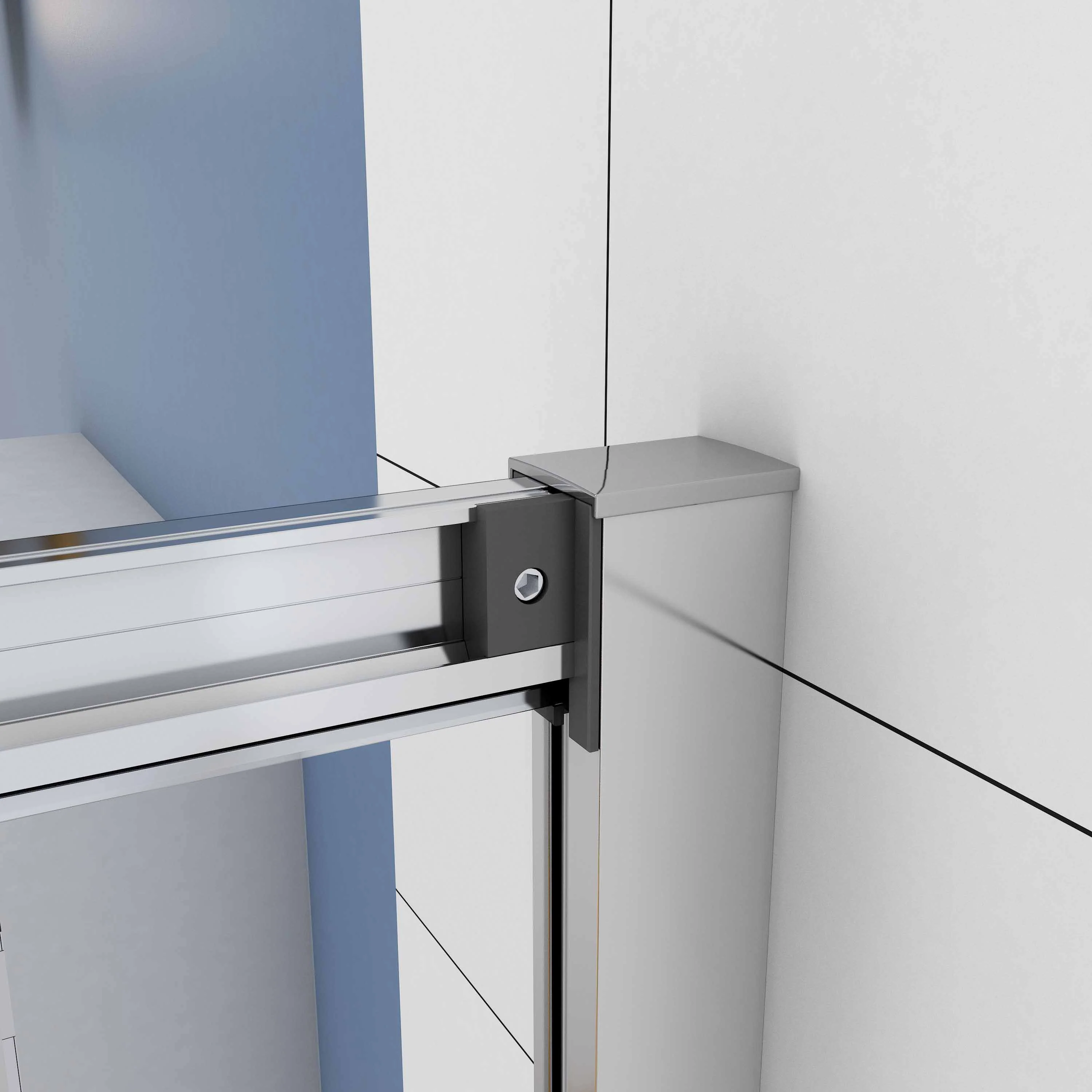 Aica 195 cm Box Doccia Angolare Doppie Porte Scorrevoli In Vetro 6mm Temperato Anticalcare Trasparente e Telaio Cromo Lucido - Image 7