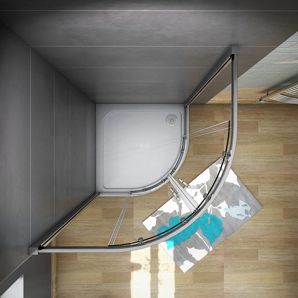 AICA 195 cm Box Doccia Semicircolare Porte Scorrevoli Vetro Temperato 6 mm Trasparente Anticalcare Telaio Cromato Lucido - Image 3