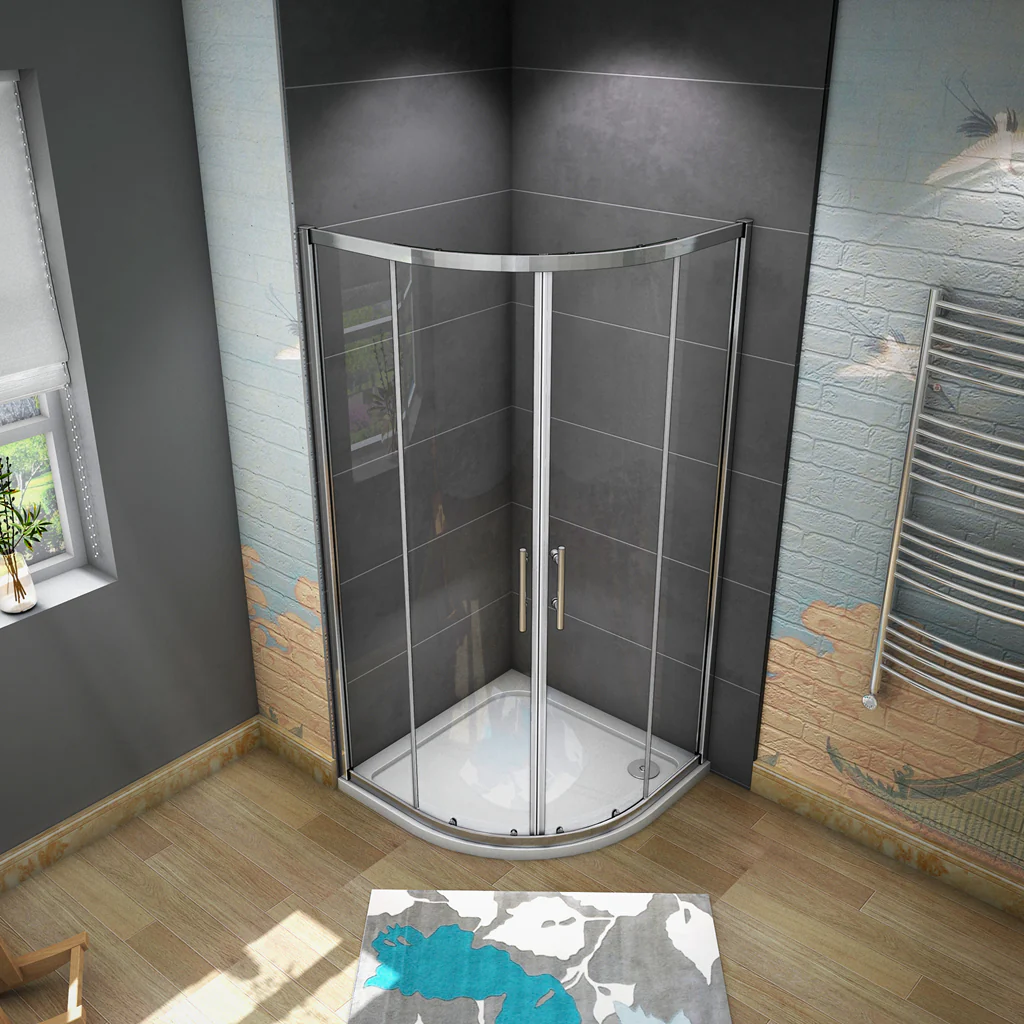 AICA 195 cm Box Doccia Semicircolare Porte Scorrevoli Vetro Temperato 6 mm Trasparente Anticalcare Telaio Cromato Lucido - Image 4