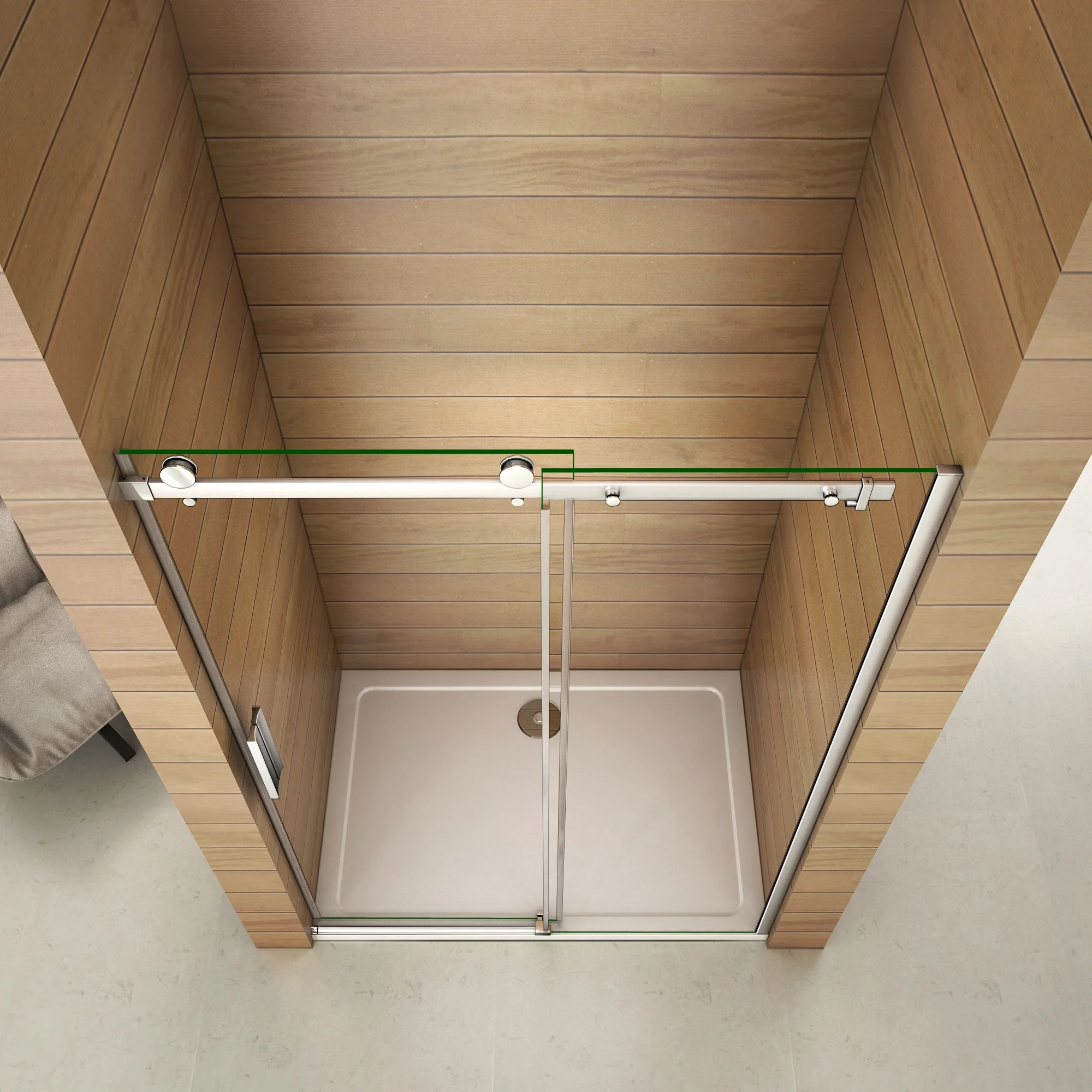 Aica 195cm Porta Doccia Per Nicchia Anta Scorrevole Ingresso Laterale In Vetro 6mm Temperato Trasparente Telai In Alluminio Cromato Lucido - Image 4