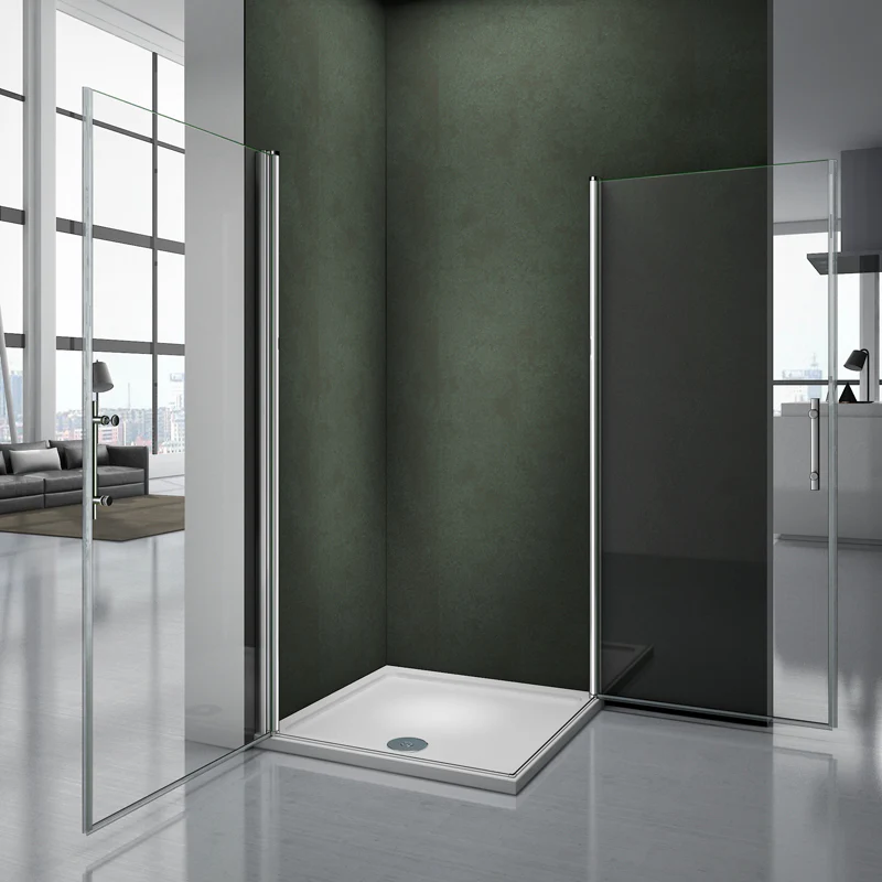 Aica 187/197 cm Box Doccia Angolare Doppia Porta a Battente Rotazione Di 180 Gradi In Vetro Temperato 6mm Anticalcare Trasparente - Image 3