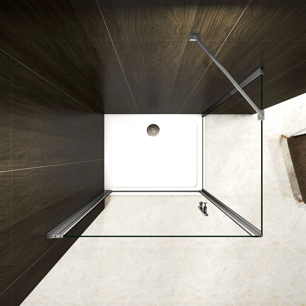 195 cm Box Doccia Angolare Porta Battente Pi?1 Parete Laterale Fissa Vetro 6mm Temperato Anticalcare Telaio e Barra Stabilizzatrice Cromato Lucido - Image 4