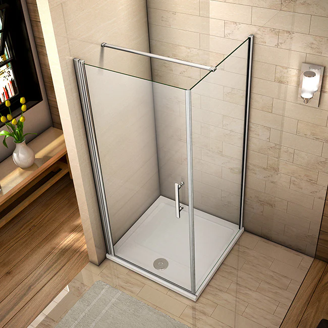 Aica Box Doccia Angolare Porta Battente Trasparente Vetro Temperato Anticalcare Barra Stabilizzatrice da 90/140cm Alto 187cm - Image 3