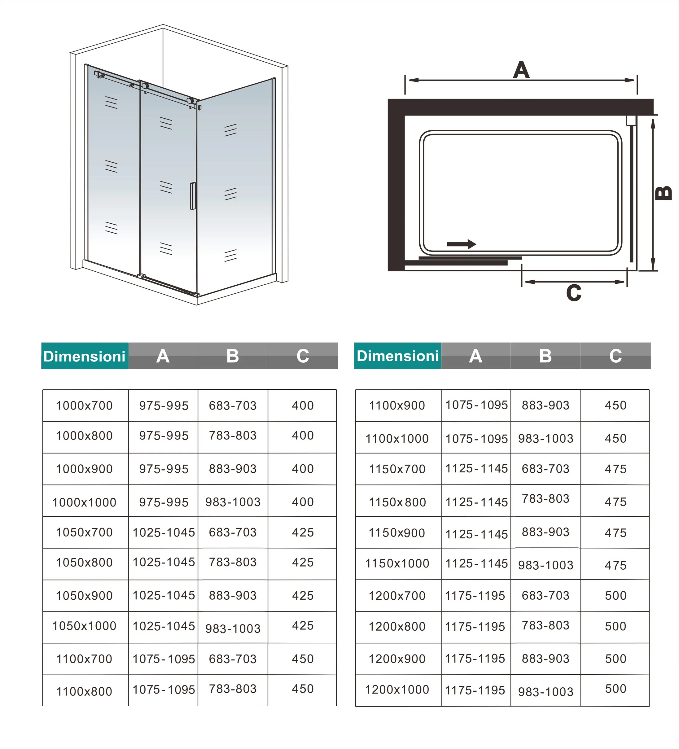 Aica 195cm Box Doccia Angolare Porta Scorrevole Ingresso Laterale Vetro 8mm Temperato Anticalcare Trasparente Telaio Cromato Lucido - Image 10