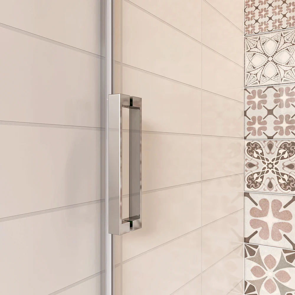 Aica 195cm Box Doccia Angolare Porta Scorrevole Ingresso Laterale Vetro 8mm Temperato Anticalcare Trasparente Telaio Cromato Lucido - Image 5