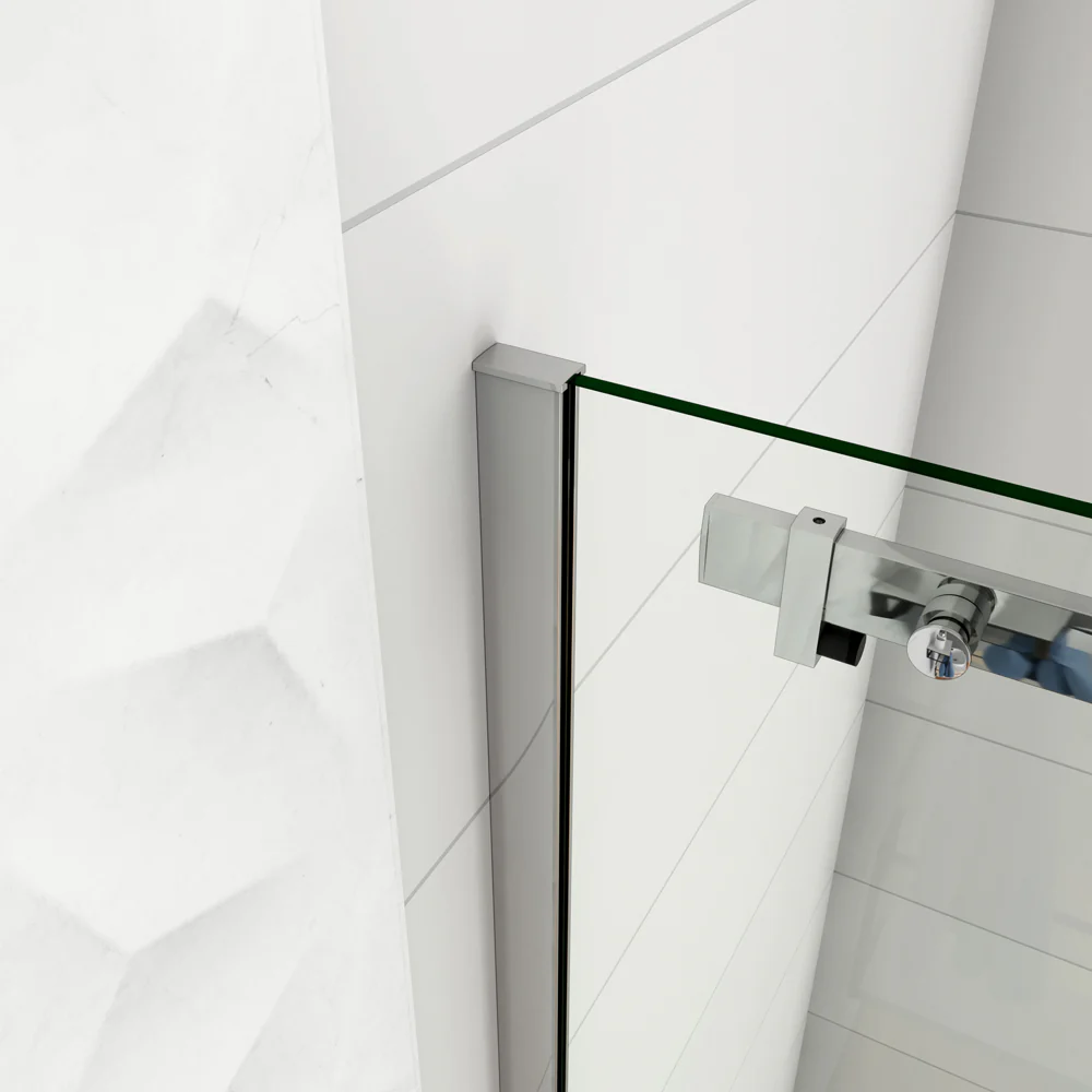 Aica 195cm Box Doccia Angolare Porta Scorrevole Ingresso Laterale Vetro 8mm Temperato Anticalcare Trasparente Telaio Cromato Lucido - Image 9