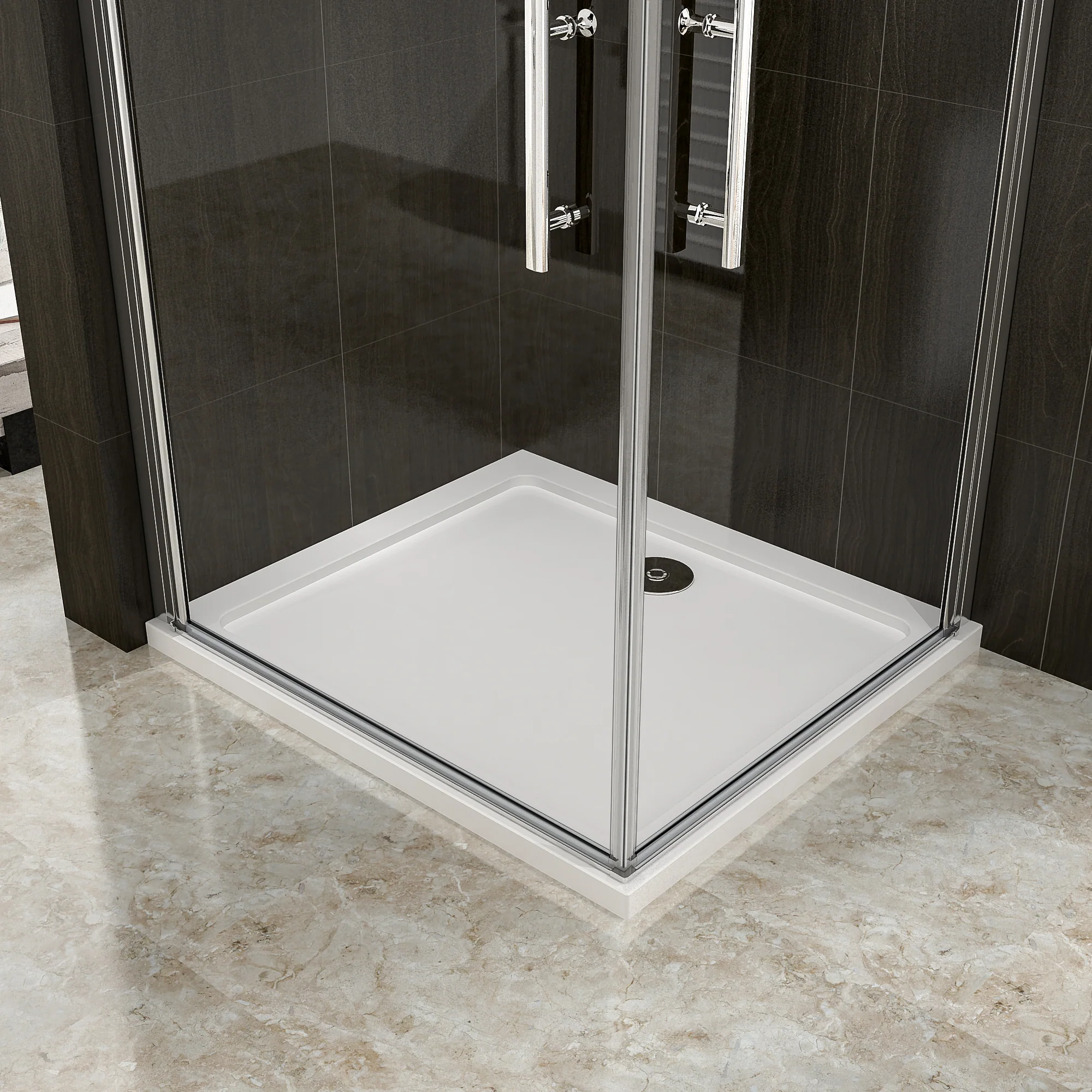 Aica 195 cm Box Doccia Angolare Due Porte a Battente Rotazione Di 180 Gradi Vetro Temperato 6 mm Anticalcare Trasparente varie dimensioni - Image 4