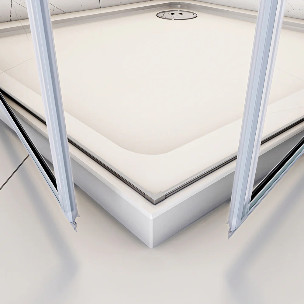 Box Doccia Angolare Porte Battenti in Vetro 8 mm Temperato Anticalcare con Portasciugamani Barre Stabilizzatrici - Image 5