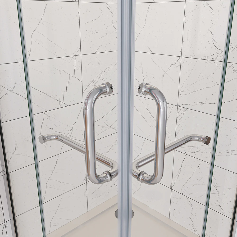 Box Doccia Angolare Porte Battenti in Vetro 8 mm Temperato Anticalcare con Portasciugamani Barre Stabilizzatrici - Image 6