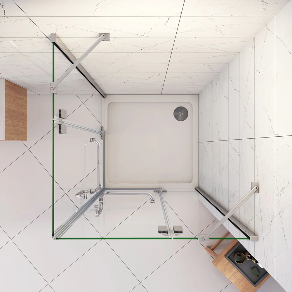 Box Doccia Angolare Porte Battenti in Vetro 8 mm Temperato Anticalcare con Portasciugamani Barre Stabilizzatrici - Image 7