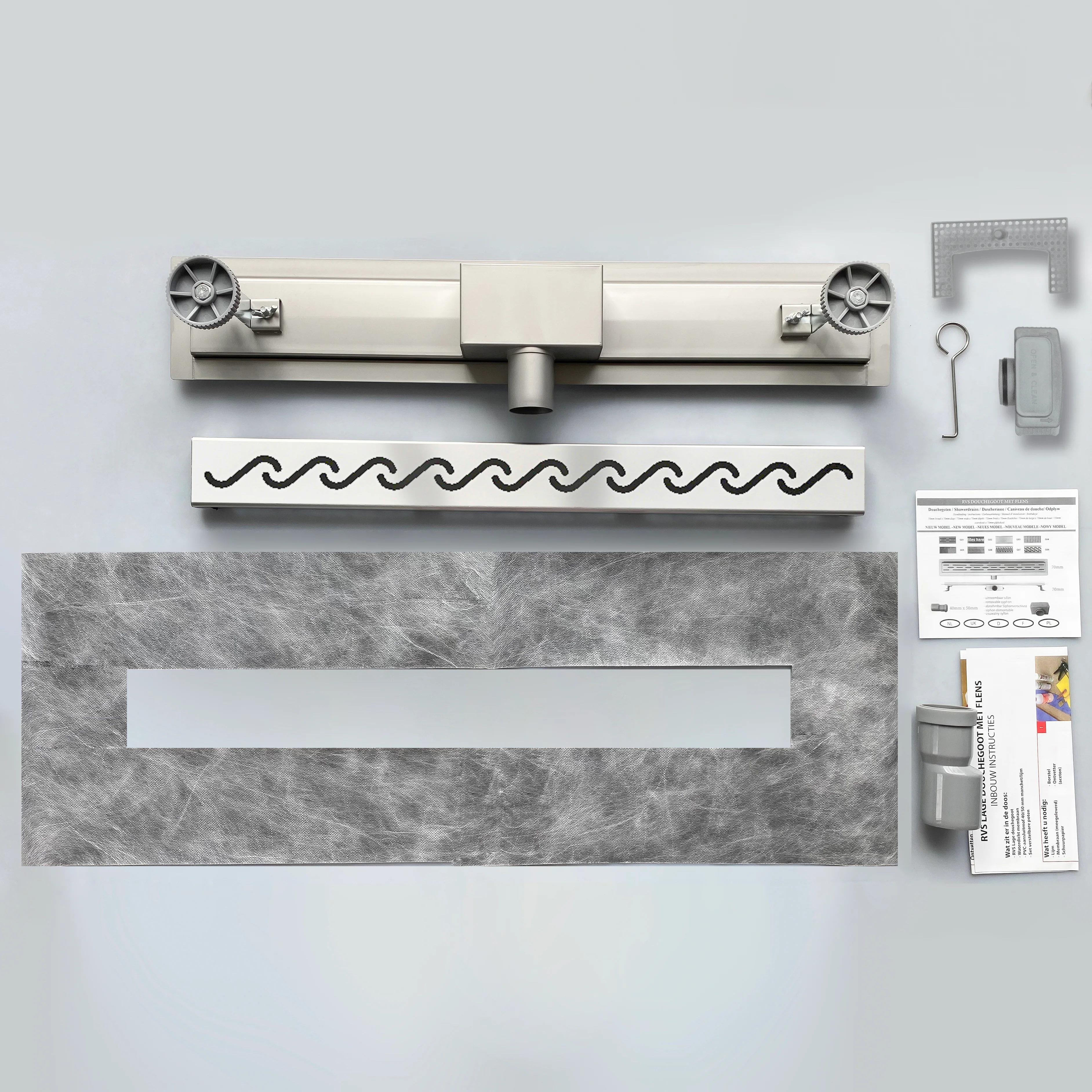 AICA Canaletta scarico canalina doccia in Acciaio Inossidabile typo Wave per Bagno 50 60 70 80 90 cm - Image 7