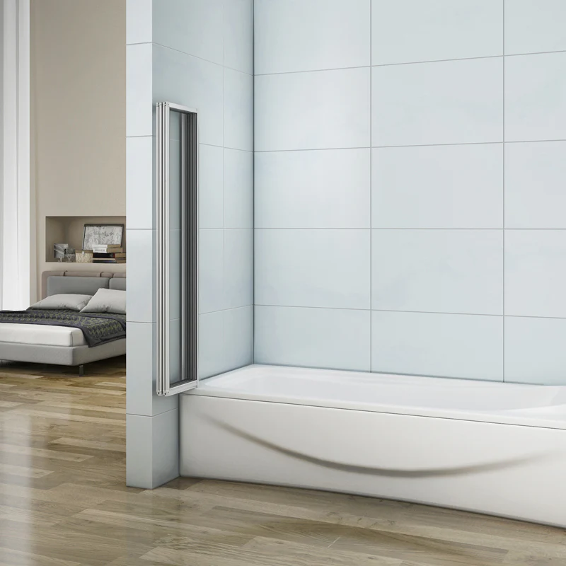 Aica Parete Per Vasca A Soffietto 4 Antine Sopravasca Pieghevole A Libro Vetro 4 mm Temperato Trasparente 100x140 cm - Image 4