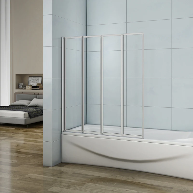 Aica Parete Per Vasca A Soffietto 4 Antine Sopravasca Pieghevole A Libro Vetro 4 mm Temperato Trasparente 100x140 cm - Image 5
