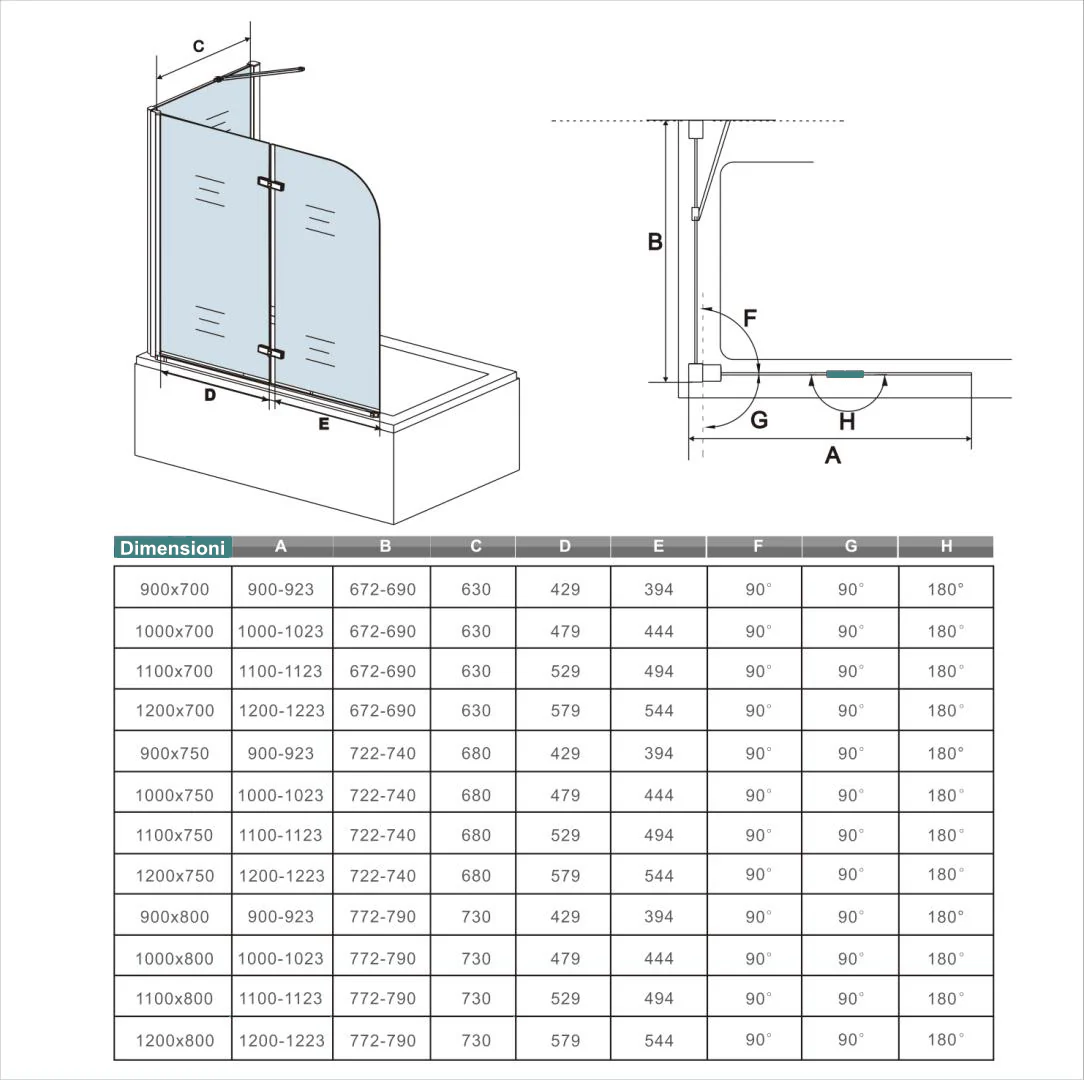 Aica Sopravasca / Parete Vasca Angolare Alta 140cm Vetro 6mm Temperato Trasparente Anticalcare Telaio In Alluminio Cromato Lucido - Image 11
