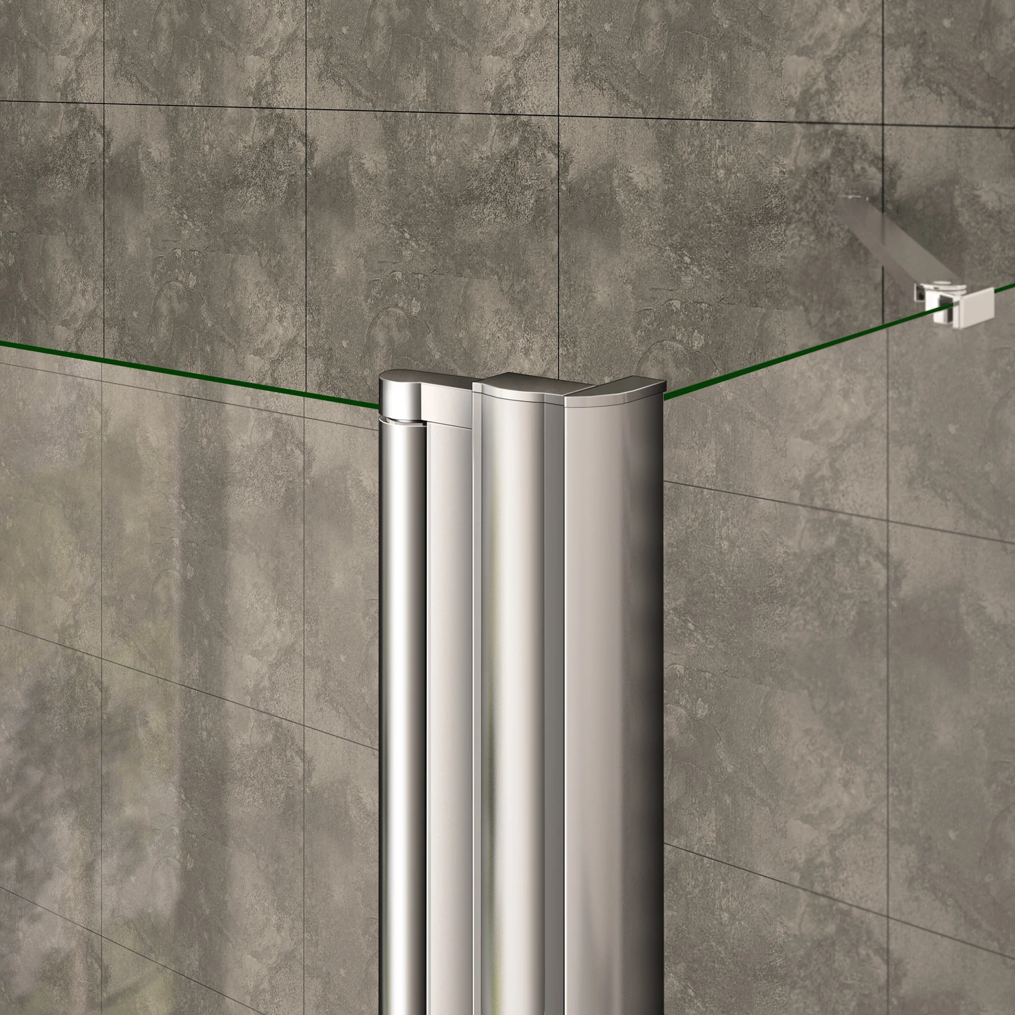 Aica Sopravasca / Parete Vasca Angolare Alta 140cm Vetro 6mm Temperato Trasparente Anticalcare Telaio In Alluminio Cromato Lucido - Image 5