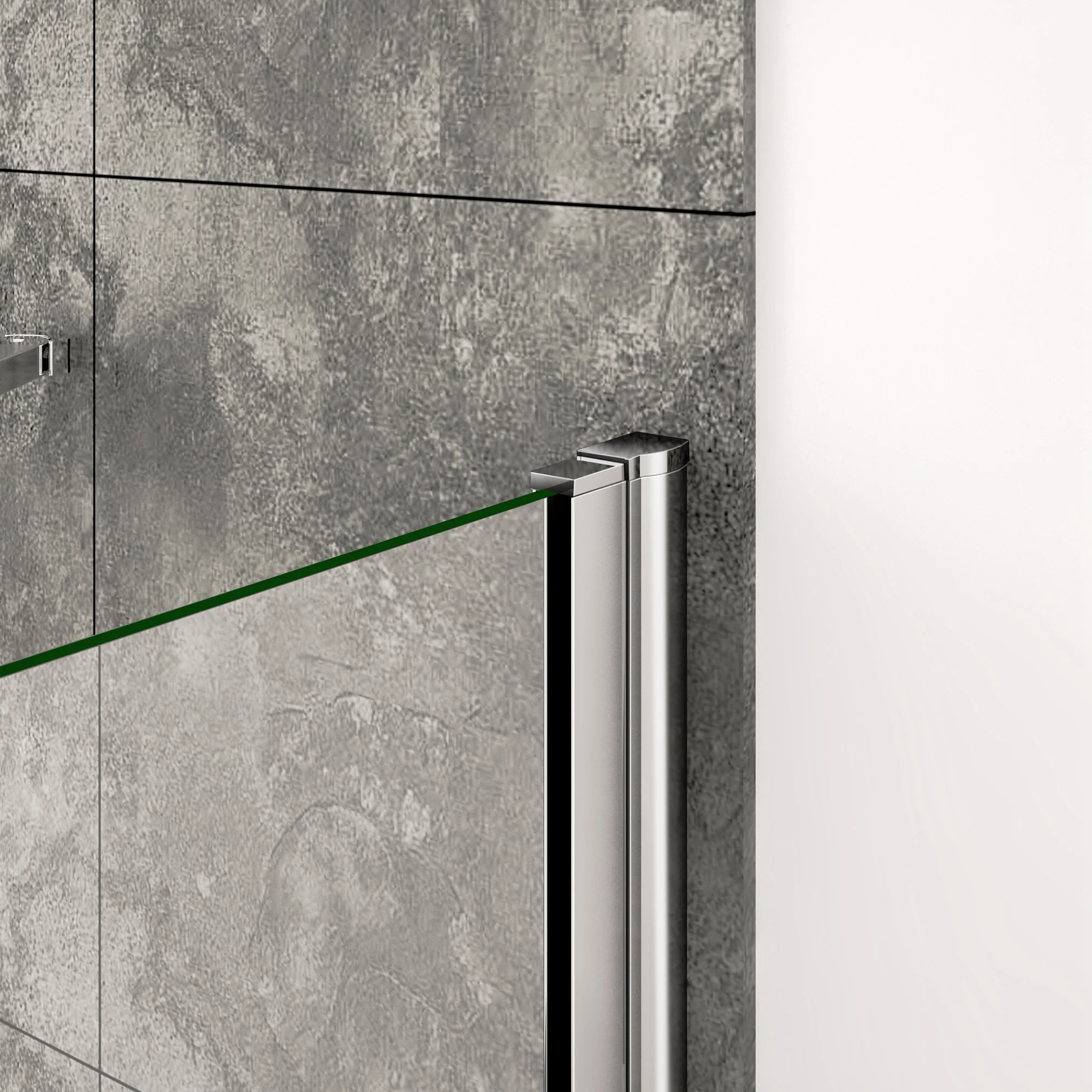 Aica Sopravasca / Parete Vasca Angolare Alta 140cm Vetro 6mm Temperato Trasparente Anticalcare Telaio In Alluminio Cromato Lucido - Image 6