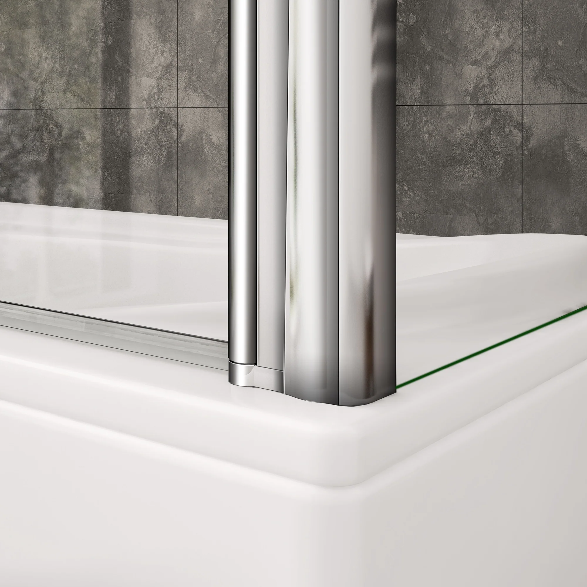 Aica Sopravasca / Parete Vasca Angolare Alta 140cm Vetro 6mm Temperato Trasparente Anticalcare Telaio In Alluminio Cromato Lucido - Image 7