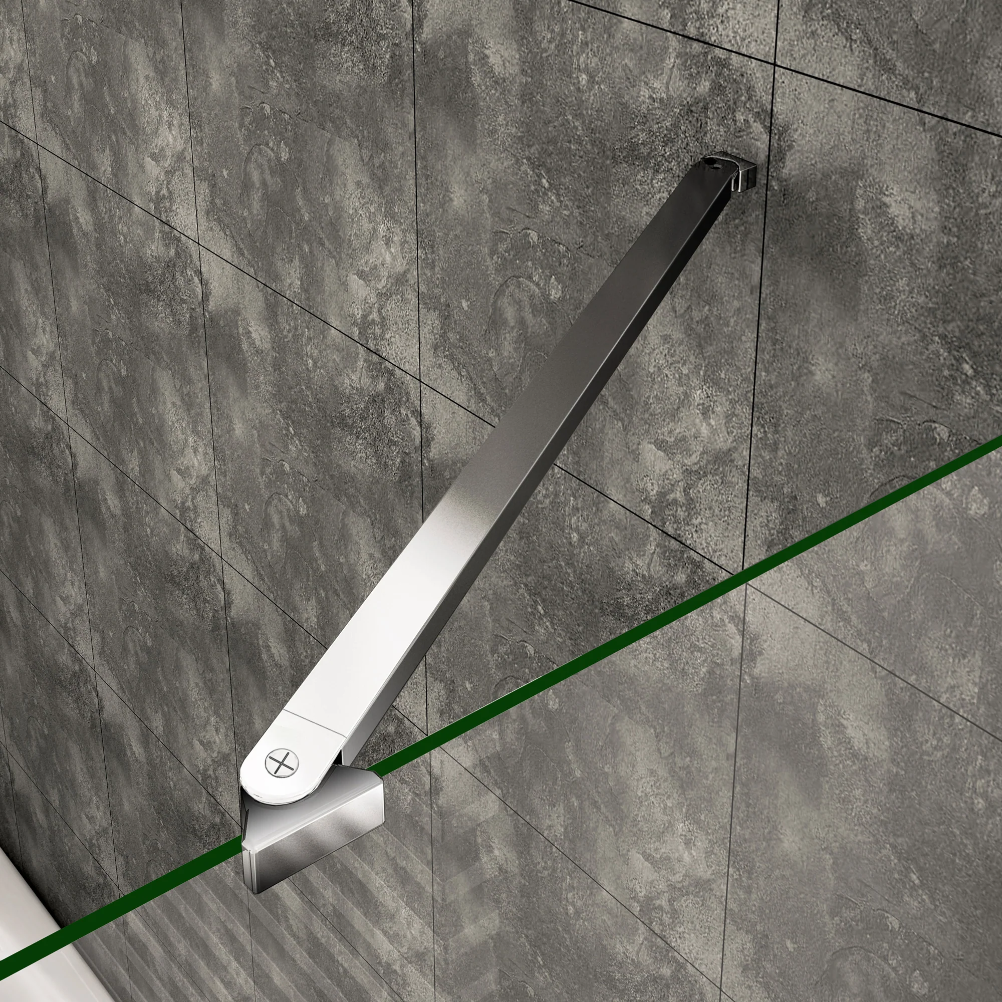 Aica Sopravasca / Parete Vasca Angolare Alta 140cm Vetro 6mm Temperato Trasparente Anticalcare Telaio In Alluminio Cromato Lucido - Image 8