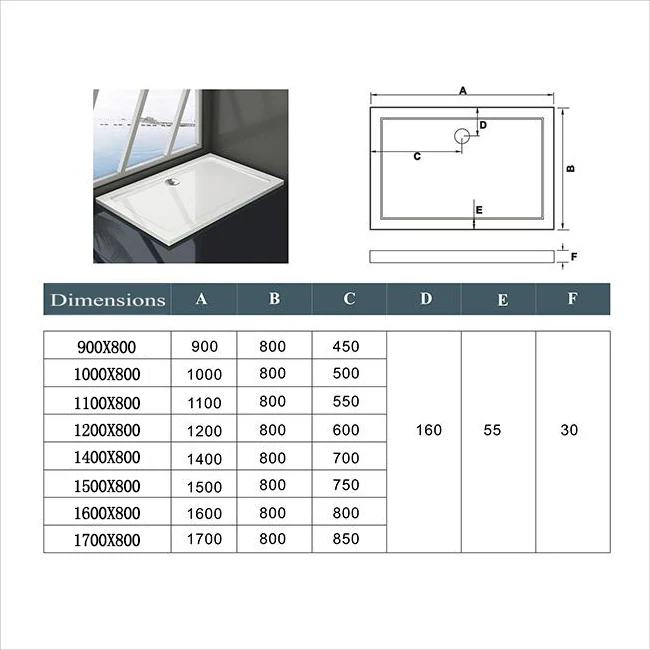 Aica Piatto Doccia Quadrato/Rettangolare Dimensioni Multiple In Marmo Minerale e Resina Mista Ultra Sottile Bianco Lucido Antiscivolo Antibatterico - Image 9