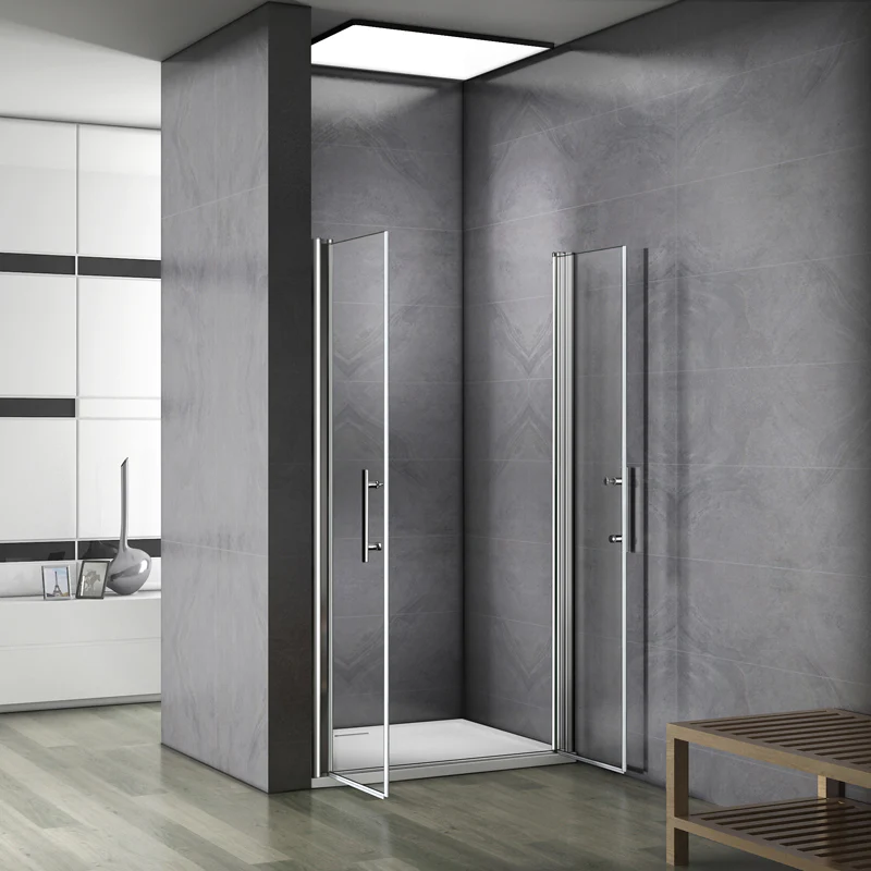 Aica 197cm Porta Doccia Per Nicchia Doppie Ante Battenti Saloon In Vetro 6 mm Temperato Trasparente Anticalcare - Image 3