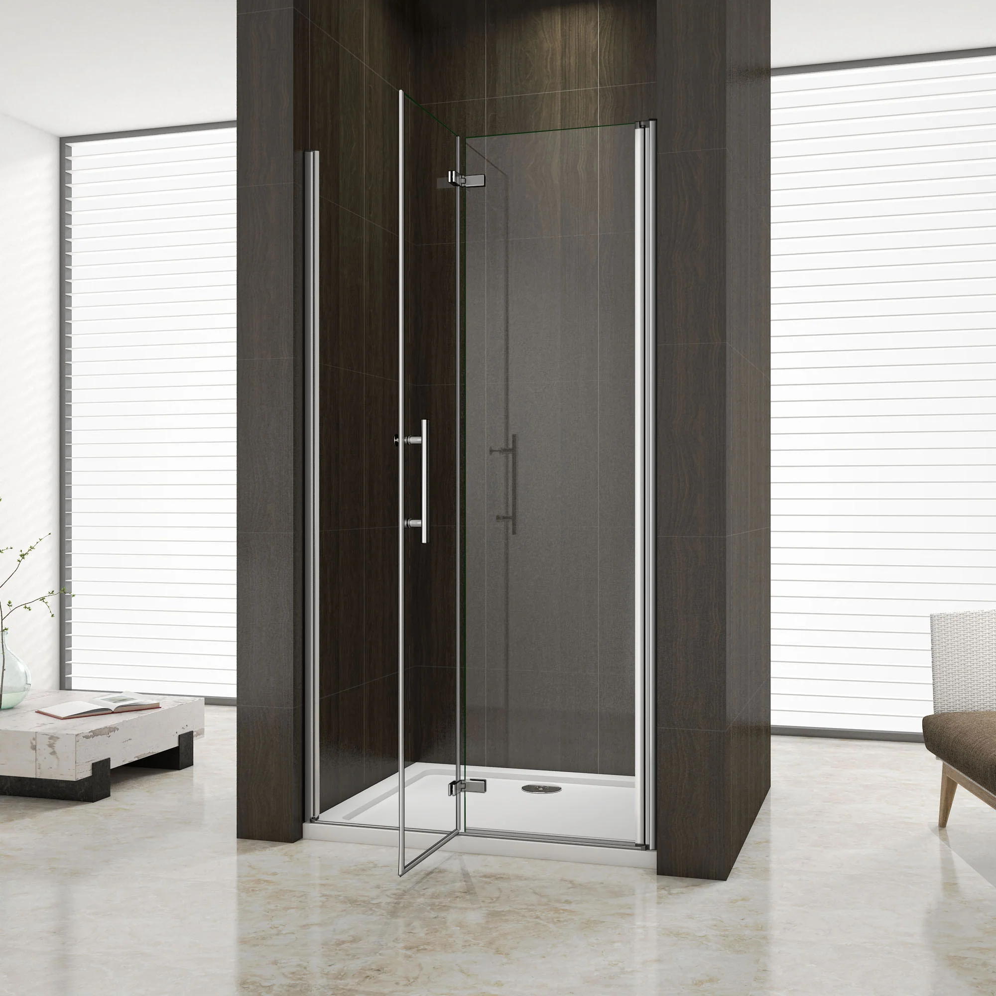 Aica 195 cm Porta Doccia Per Nicchia Battente e Pieghevole a Libro In Vetro Temperato Trasparente Anticalcare Da 6 mm - Image 3