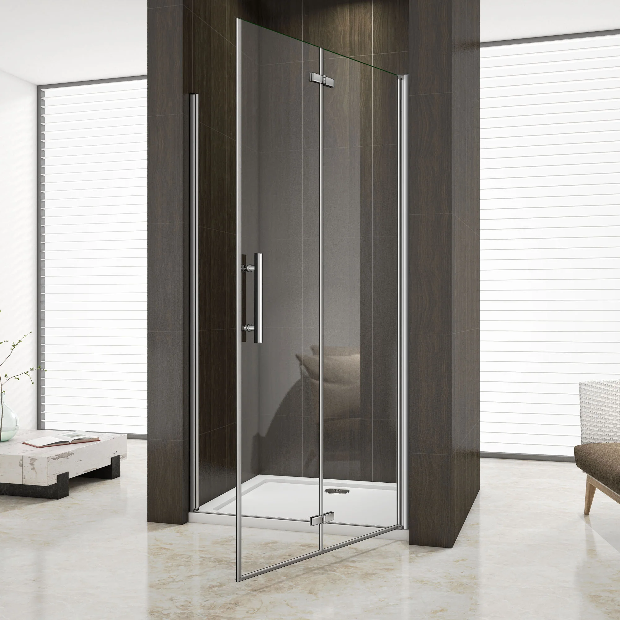 Aica 195 cm Porta Doccia Per Nicchia Battente e Pieghevole a Libro In Vetro Temperato Trasparente Anticalcare Da 6 mm - Image 5