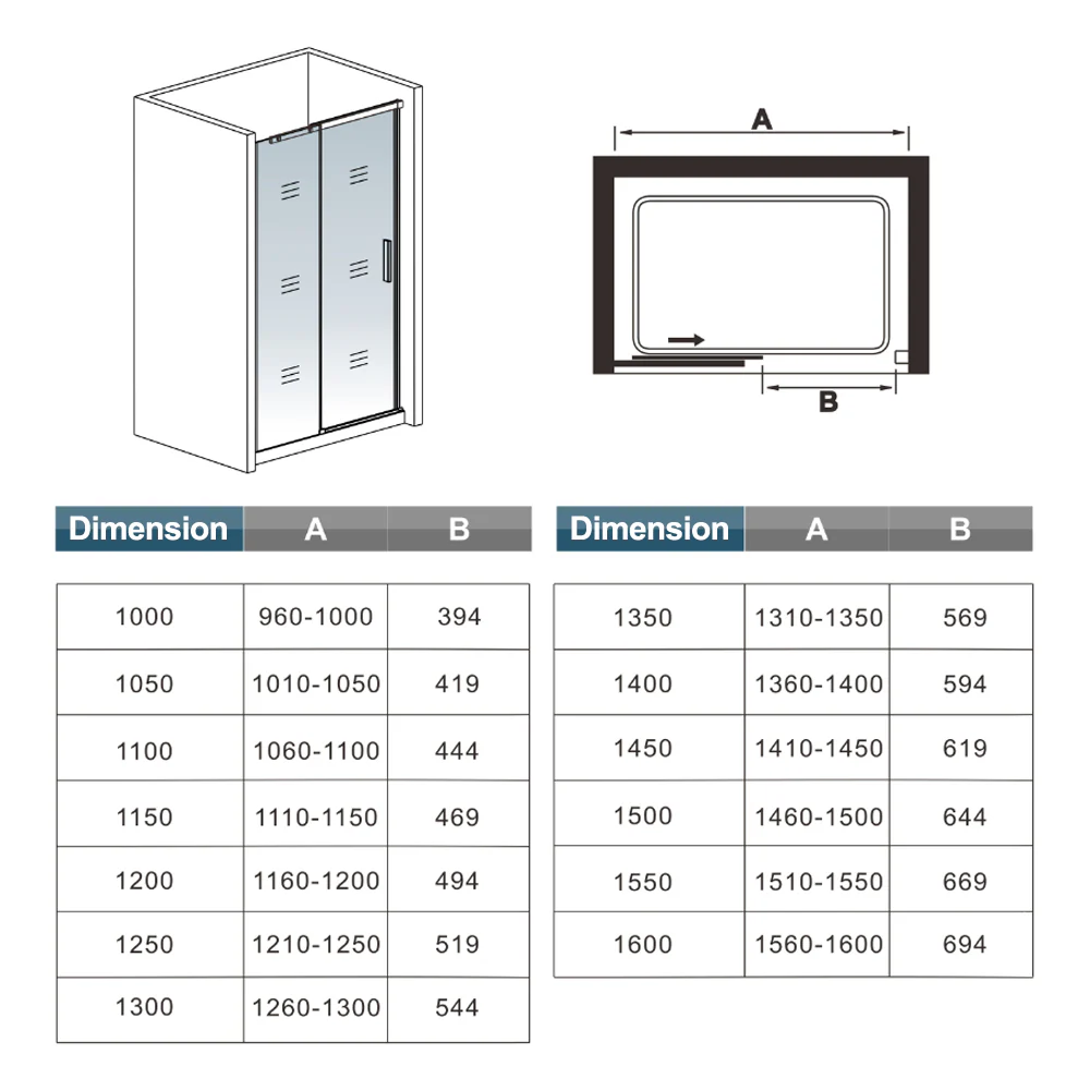Aica 195 cm Porta Doccia Per Nicchia Anta Scorrevole Ingresso Laterale In Vetro 8 mm Temperato Trasparente Anticalcare - Image 6