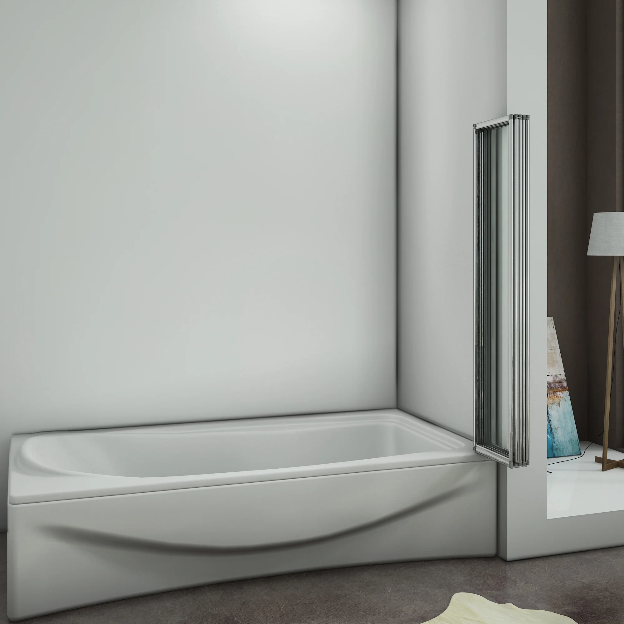 Aica Sopravasca 120x140 cm Parete Da Vasca Pieghevole A Libro 5 Antine Vetro Temperato Trasparente 4 mm Telaio In Processo Di Elettroforesi - Image 3