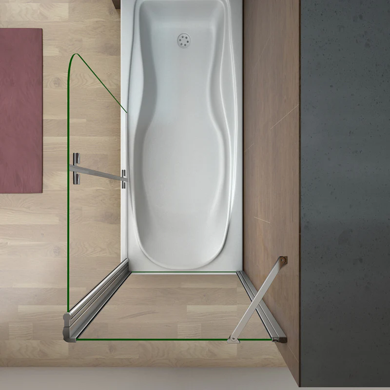 Aica Sopravasca Parete Vasca Angolare 2 Ante Mobili Alta 140cm Vetro 6mm Temperato Trasparente Anticalcare Telaio In Alluminio Cromato Lucido - Image 7