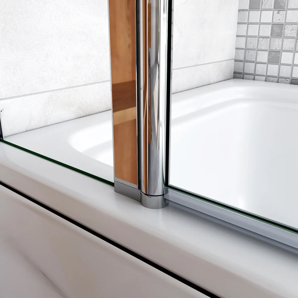 Aica 100x140 cm Sopravasca Parete Per Vasca Girevole 240° Vetro Temperato 6 mm Trasparente Inclusi Due Ripiani Maniglia Portasciugamani - Image 8