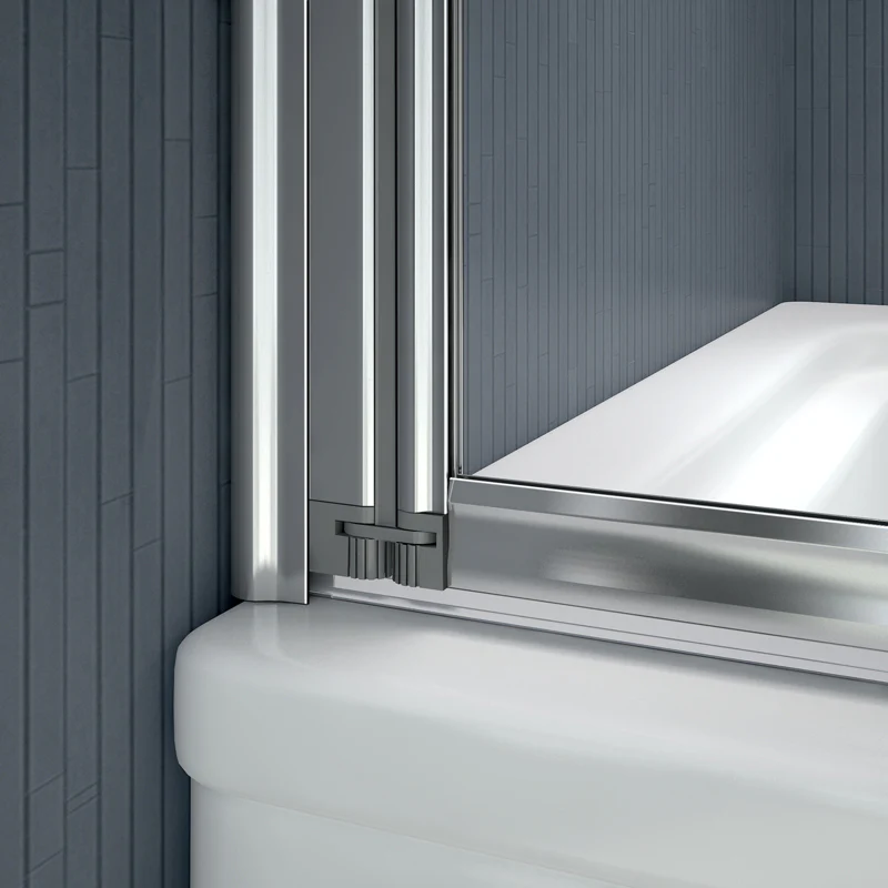 Aica 100x140 cm Sopravasca Parete Per Vasca Pieghevole a Libro Vetro 4 mm Temperato Trasparente Da 4 Antine Telai Cromati Lucidi - Image 7