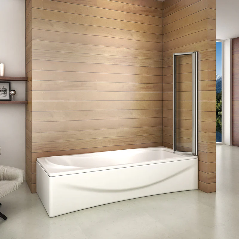 Aica 100x140 cm Sopravasca Parete Per Vasca Pieghevole a Libro 4 Antine Vetro Temperato Trasparente 4 mm Telaio Con Processo Di Elettroforesi - Image 3