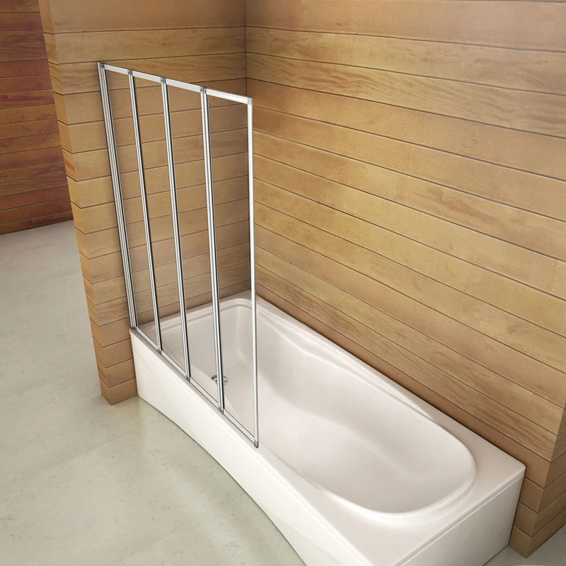 Aica 100x140 cm Sopravasca Parete Per Vasca Pieghevole a Libro 4 Antine Vetro Temperato Trasparente 4 mm Telaio Con Processo Di Elettroforesi - Image 4