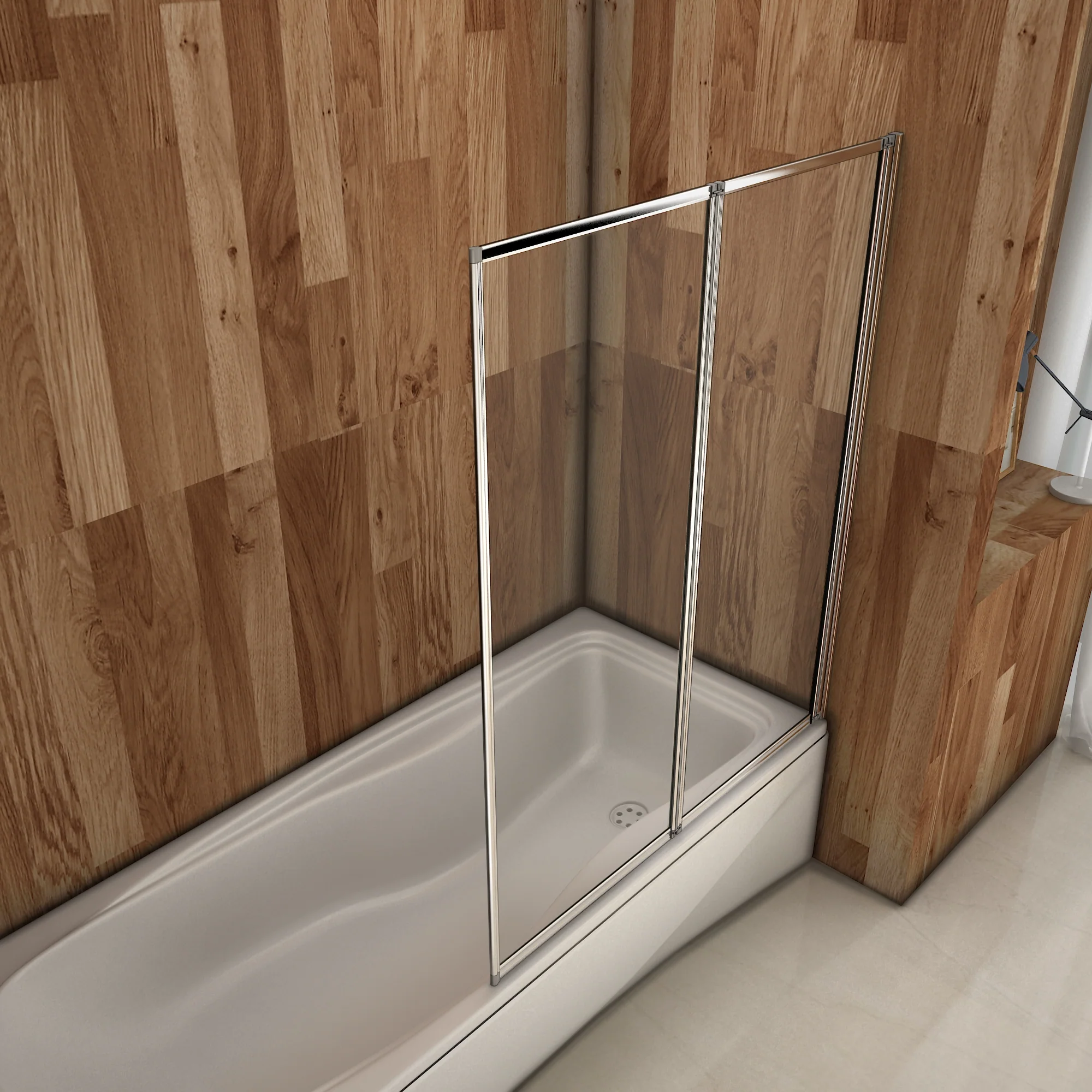 Aica 120x140 cm Sopravasca / Parete Per Vasca Pieghevole a Libro Vetro 4 mm Temperato Trasparente Formato Da 2 Antine Telai Cromati Lucidi - Image 5