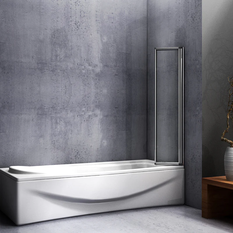 Aica 120x140 cm Sopravasca Parete Per Vasca Da Bagno 5 Antine Pieghevoli a Libro Vetro Temperato Trasparente Da 4 mm Telai Cromati Lucidi - Image 3