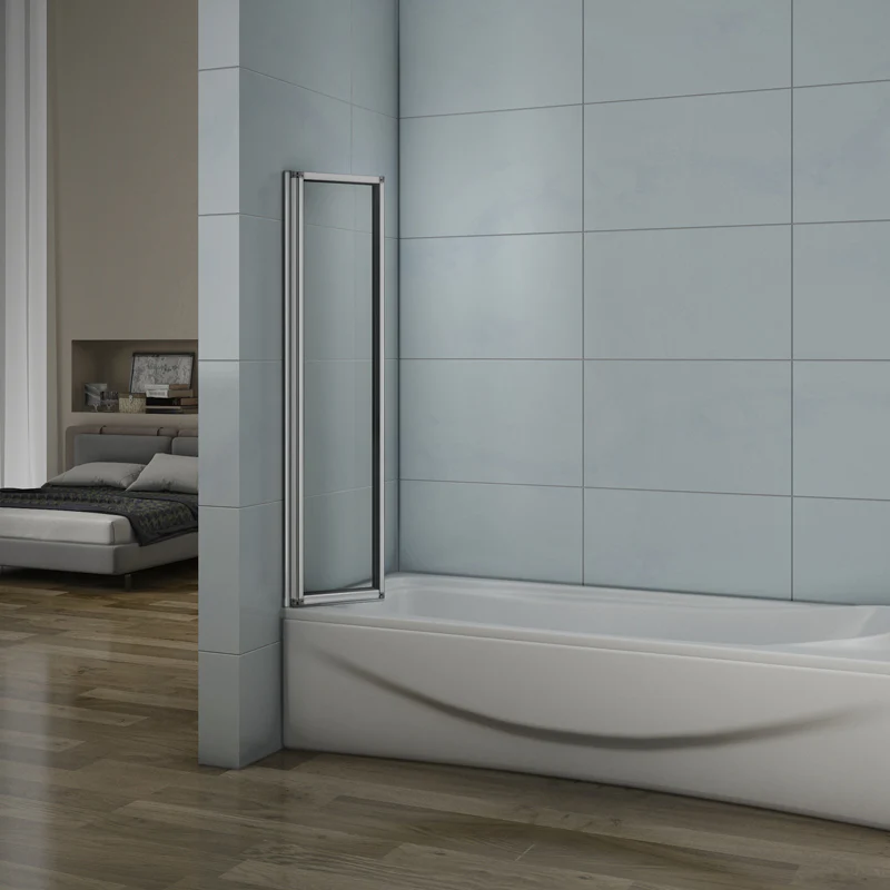 Aica 120x140 cm Sopravasca Parete Da Vasca Pieghevole A Libro 180 Gradi 5 Antine Vetro Temperato Trasparente 4 mm - Image 3