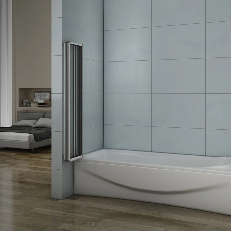 Aica 120x140 cm Sopravasca Parete Da Vasca Pieghevole A Libro 180 Gradi 5 Antine Vetro Temperato Trasparente 4 mm - Image 4