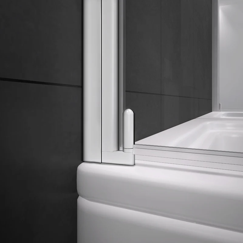 Aica 80x140 cm Sopravasca Parete Per Vasca Pannello Singolo Vetro Temperato 4 mm Trasparente Telaio Con Processo Elettroforesi - Image 3