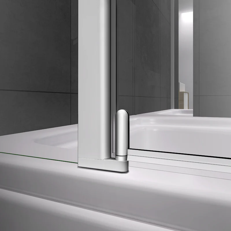 Aica 100x140cm Sopravasca Parete Per Vasca 2 Ante Con Barra Stabilizzatrice Vetro Temperato 4 mm Trasparente Telaio Con Processo Di Elettroforesi - Image 5