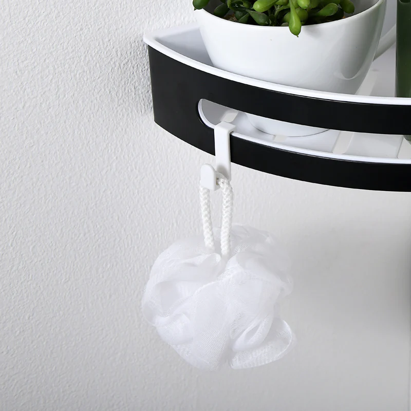 AICA Mensola Doccia Angolare Organizzatore Senza Chiodi SUS 304 Acciaio Inox ABS Cesto Antiruggine per Bagno Nero Opaca - Image 5