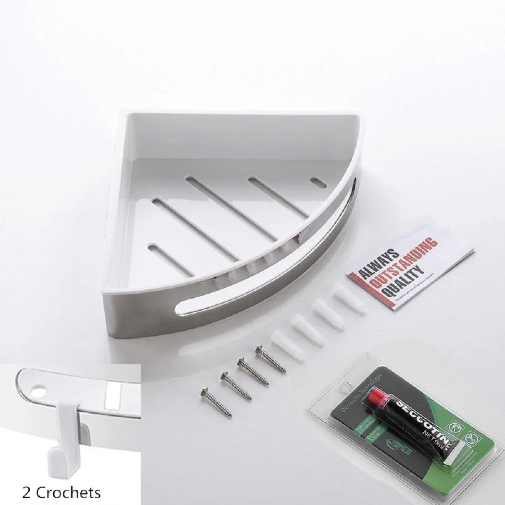 AICA Mensola Doccia Angolare Organizzatore Senza Chiodi SUS 304 Acciaio Inox ABS Cesto Antiruggine per Bagno Nero Opaca - Image 9