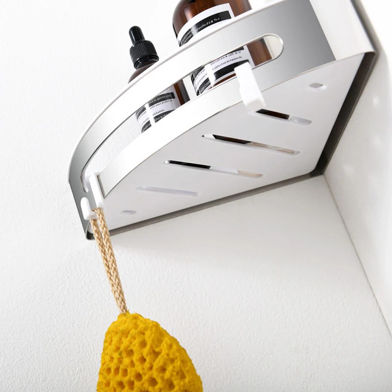 AICA Mensola Doccia Angolare Organizzatore Senza Chiodi SUS 304 Acciaio Inox ABS Cesto Antiruggine per Bagno Argento Lucidato - Image 4