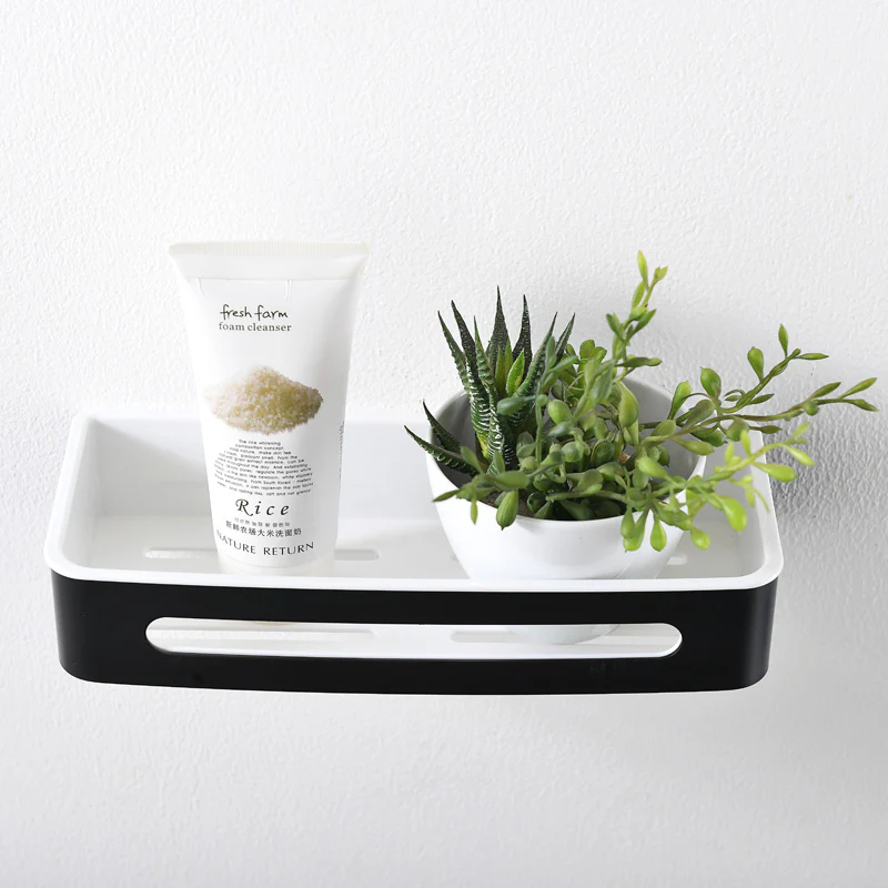 AICA Mensola Doccia Rettangolare Organizzatore Senza Chiodi SUS 304 Acciaio Inox ABS Cesto Antiruggine per Bagno Nero Opaca - Image 7