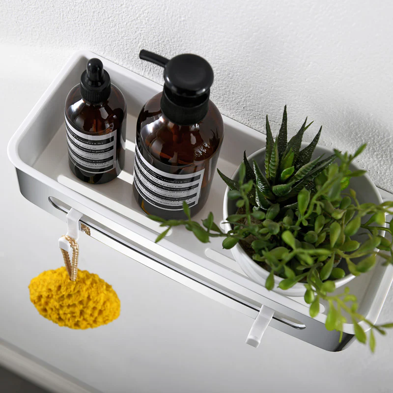 AICA Mensola Doccia Rettangolare Organizzatore Senza Chiodi SUS 304 Acciaio Inox ABS Cesto Antiruggine per Bagno Argento Lucidato - Image 5